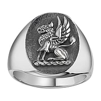 Bague acier Hauteur:18mm. brillant.  Aile Aigle Oiseau Cigogne Lion