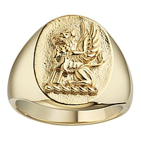 Bague acier avec Revtement dor (dor). Hauteur:18mm. brillant.  Aile Aigle Oiseau Cigogne Lion