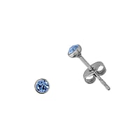 Stainless steel ear stud out of Surgical Steel 316L and PVC with Premium crystal. Diameter:3mm.