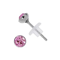 Stainless steel ear stud out of Surgical Steel 316L and PVC with Premium crystal. Diameter:4mm.