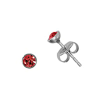Stainless steel ear stud out of Surgical Steel 316L and PVC with Premium crystal. Diameter:4mm.