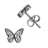 Stainless steel ear stud Surgical Steel 316L Crystal Butterfly