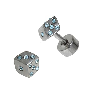 Stainless steel ear stud Surgical Steel 316L Crystal Letter Character Number