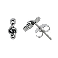 Stainless steel ear stud out of Surgical Steel 316L. Length:9,5mm. Width:4mm.  Clef Music Guitar Headphones