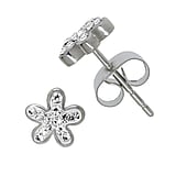 Stainless steel ear stud Surgical Steel 316L Crystal Flower