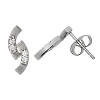 Stainless steel ear stud out of Surgical Steel 316L with Crystal. Width:4,9mm. Length:13,3mm. Stone(s) are fixed in setting.  Wave