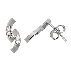 Stainless steel ear stud Surgical Steel 316L Crystal Wave