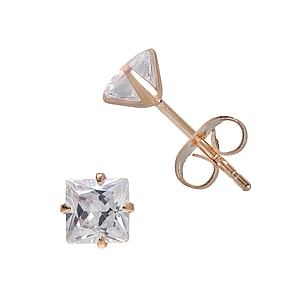 Stainless steel ear stud Surgical Steel 316L Crystal PVD-coating (gold color)