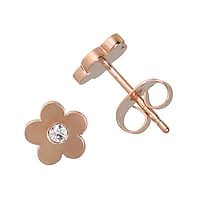 Stainless steel ear stud out of Surgical Steel 316L with Crystal and PVD-coating (gold color). Width:6,9mm.  Flower