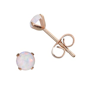 Stainless steel ear stud Surgical Steel 316L PVD-coating (gold color) Synthetic opal