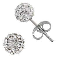 Stainless steel ear stud out of Surgical Steel 316L with Crystal. Diameter:6mm.
