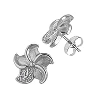 Stainless steel ear stud out of Surgical Steel 316L with Crystal. Width:13mm. Stone(s) are fixed in setting.  Flower
