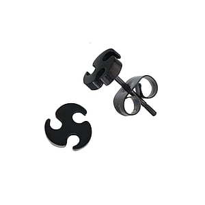 Stainless steel ear stud Surgical Steel 316L Black PVD-coating Tribal_pattern Wave