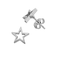 Stainless steel ear stud out of Surgical Steel 316L. Width:10mm. Shiny.  Star