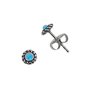 Stainless steel ear stud Surgical Steel 316L Synthetic opal Spiral