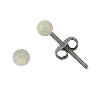 Edelstahl Ohrstecker aus Chirurgenstahl 316L und PVC mit Synthetischer Opal. Durchmesser:3mm.