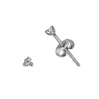 Stainless steel ear stud out of Surgical Steel 316L and PVC with zirconia. Diameter:2mm. Stone(s) are fixed in setting.