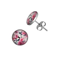 Clous d'oreille en acier inoxydable avec poxy. Diamtre:10mm.  Fleur