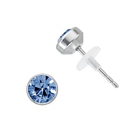 Stainless steel ear stud out of Surgical Steel 316L and PVC with Crystal. Diameter:5mm. Cross-section:0,8mm.