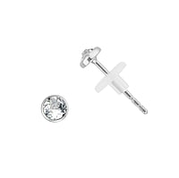 Stainless steel ear stud out of Surgical Steel 316L with Crystal. Diameter:4mm. Cross-section:0,8mm.