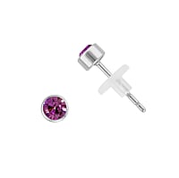 Stainless steel ear stud out of Surgical Steel 316L and PVC with Crystal. Diameter:4mm. Cross-section:0,8mm.