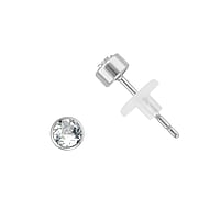 Stainless steel ear stud out of Surgical Steel 316L and PVC with Crystal. Diameter:4mm. Cross-section:0,8mm.