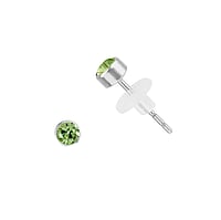 Stainless steel ear stud out of Surgical Steel 316L and PVC with Crystal. Diameter:3mm. Cross-section:0,8mm.