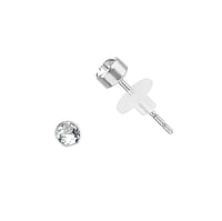 Stainless steel ear stud out of Surgical Steel 316L and PVC with Crystal. Diameter:3mm. Cross-section:0,8mm.