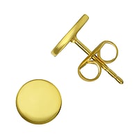 Stainless steel ear stud out of Surgical Steel 316L with PVD-coating (gold color). Shiny.