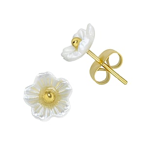 Stainless steel ear stud Surgical Steel 316L PVD-coating (gold color) Resin Flower