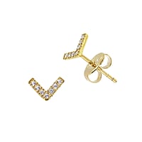 Stainless steel ear stud out of Surgical Steel 316L with PVD-coating (gold color) and Crystal. Width:7,7mm. Stone(s) are fixed in setting.