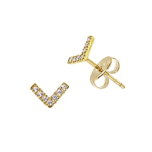 Stainless steel ear stud Surgical Steel 316L PVD-coating (gold color) Crystal