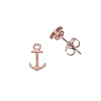 PAUL HEWITT Stainless steel ear stud out of Surgical Steel 316L with PVD-coating (gold color). Width:6,5mm. Length:10,5mm.  Anchor rope ship boat compass