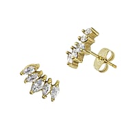 Stainless steel ear stud out of Surgical Steel 316L with zirconia and PVD-coating (gold color). Width:12mm. Stone(s) are fixed in setting.