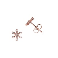 Stainless steel ear stud out of Surgical Steel 316L with PVD-coating (gold color). Width:7mm. Stone(s) are fixed in setting. Shiny.  Flower Snowflake