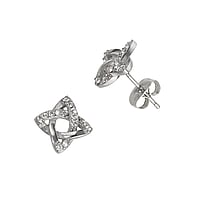 Stainless steel ear stud out of Surgical Steel 316L with Crystal. Width:11mm. Stone(s) are fixed in setting. Shiny.  Eternal Loop Eternity Everlasting Braided Intertwined 8 Star