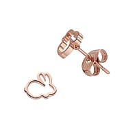 Kids earring with PVD-coating (gold color). Width:7mm.  Bunny rabbit