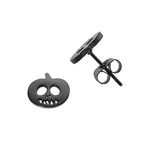 Edelstahl Ohrstecker Chirurgenstahl 316L PVD Beschichtung (schwarz) Totenkopf Schdel Knochen