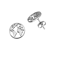 Stainless steel ear stud out of Surgical Steel 316L. Diameter:13mm. Shiny.  Earth World