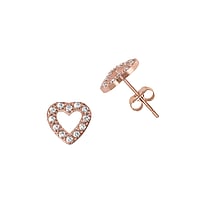Stainless steel ear stud out of Surgical Steel 316L with PVD-coating (gold color) and Crystal. Width:10mm. Stone(s) are fixed in setting.  Heart Love