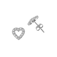 Stainless steel ear stud out of Surgical Steel 316L with Crystal. Width:10mm. Stone(s) are fixed in setting.  Heart Love