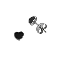 Stainless steel ear stud out of Surgical Steel 316L with Epoxy. Width:5,6mm. Shiny.  Heart Love