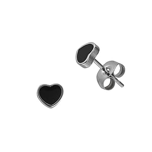 Stainless steel ear stud Surgical Steel 316L Epoxy Heart Love