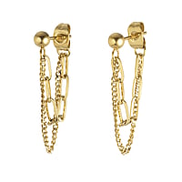 Fashion ear studs out of Surgical Steel 316L with PVD-coating (gold color). Diameter:4mm. Length:30mm.