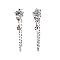 Fashion ear studs out of Surgical Steel 316L with Crystal. Width:7mm. Length:35mm. Stone(s) are fixed in setting.  Leaf Plant pattern Flower