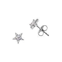 Stainless steel ear stud out of Surgical Steel 316L with zirconia. Width:7mm. Stone(s) are fixed in setting.  Star