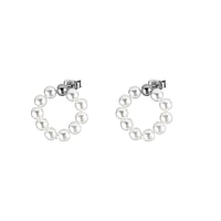 Fashion ear studs out of Surgical Steel 316L with Synthetic Pearls. Width:18mm. Diameter:4mm.