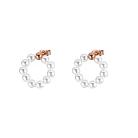 Fashion ear studs out of Surgical Steel 316L with Synthetic Pearls and PVD-coating (gold color). Width:18mm. Diameter:4mm.