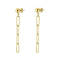 Fashion ear studs out of Surgical Steel 316L with PVD-coating (gold color). Diameter:6mm. Length:50mm. Shiny.
