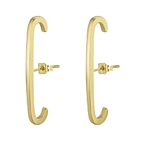 Fashion ear studs out of Stainless Steel with PVD-coating (gold color). Length:35mm. Width:1,9mm. Shiny.